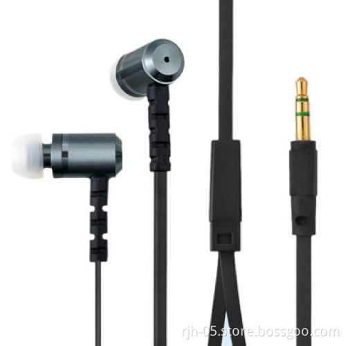 Newest metal earphone earbud with mic and flat cable for iPhone